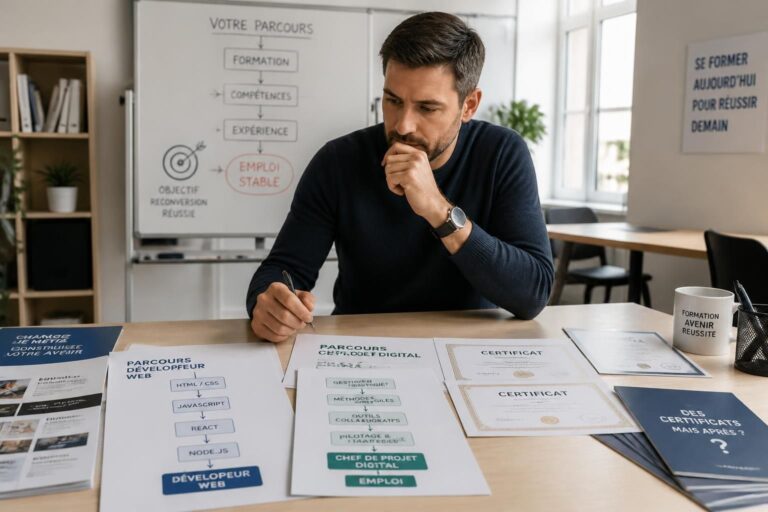 découvrez comment choisir une formation de reconversion professionnelle qui vous garantit un emploi durable, et pas seulement un certificat.